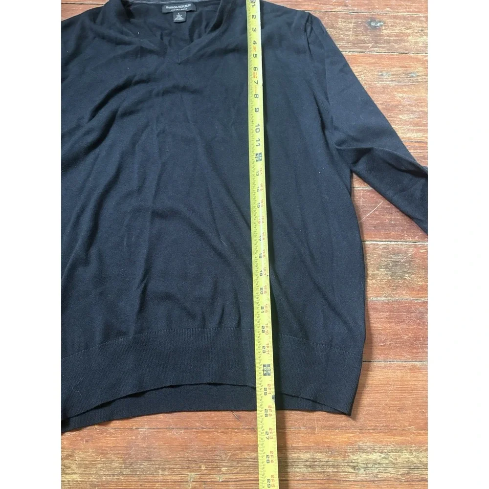 Banana Republic Mens Sweater Large Black Luxury Blend Cashmere/Silk V-Neck
